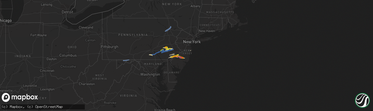 Hail map in New Jersey on May 20, 2022