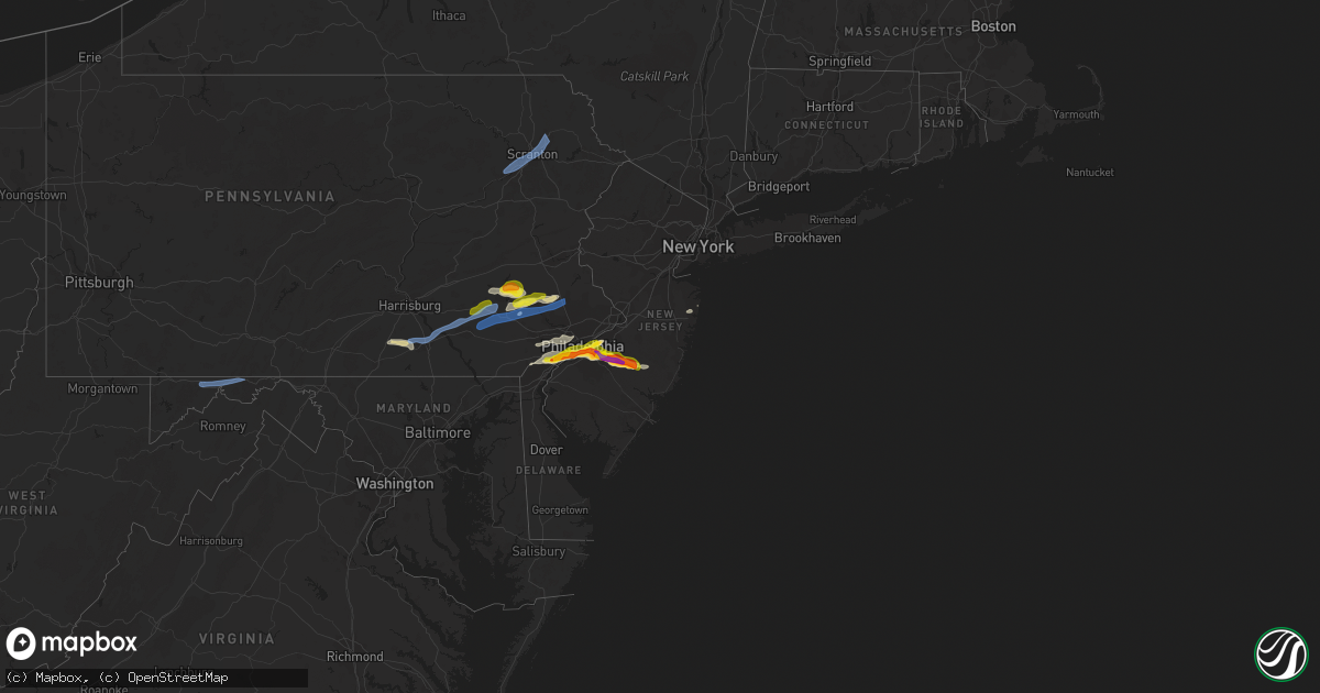 Hail map in New Jersey on May 20, 2022