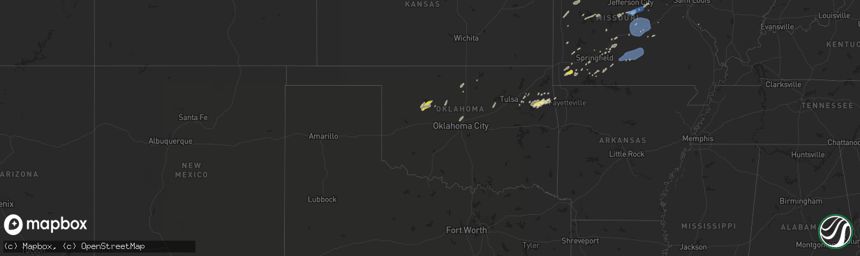 Hail map in Oklahoma on May 20, 2022