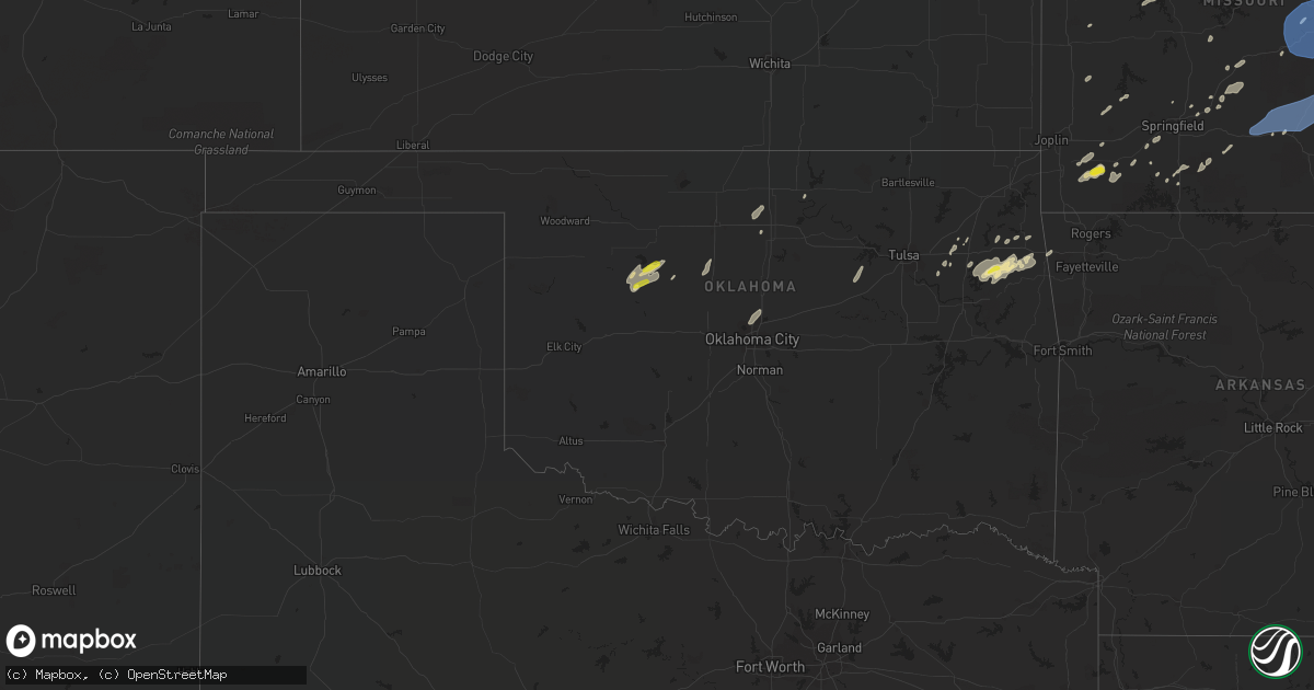 Hail map in Oklahoma on May 20, 2022