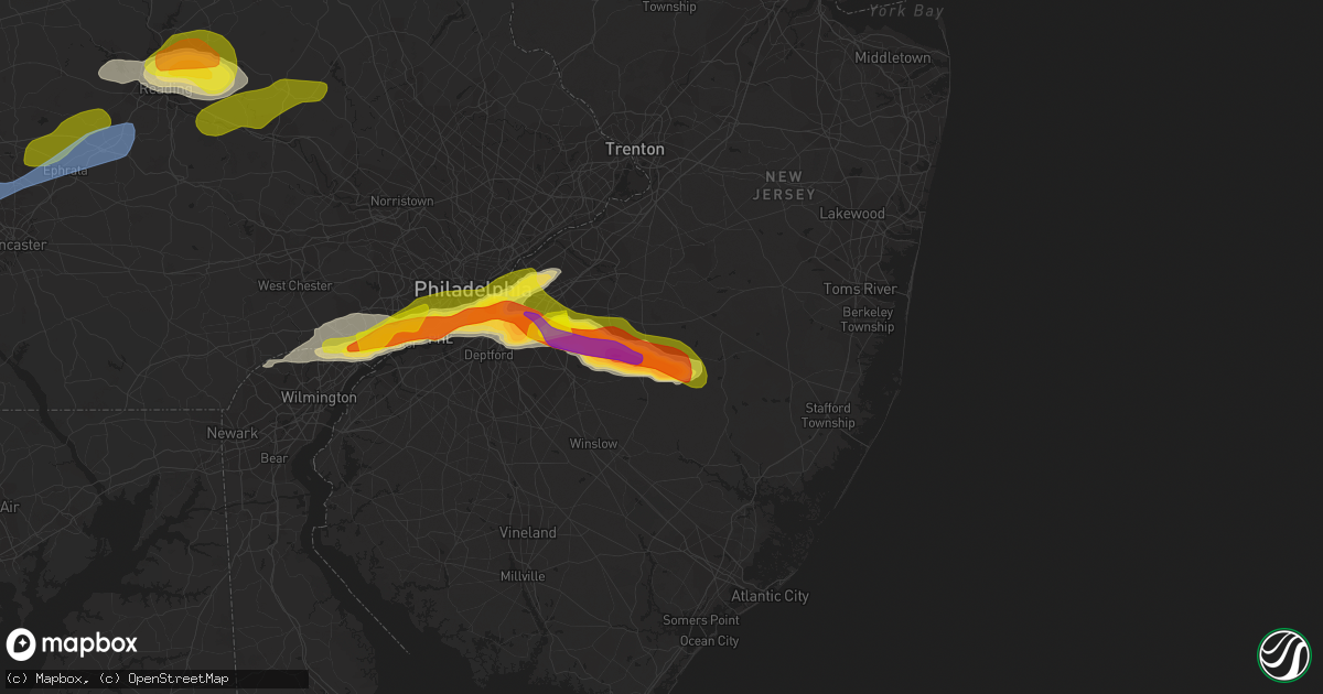 Hail map in Vincentown, NJ on May 20, 2022