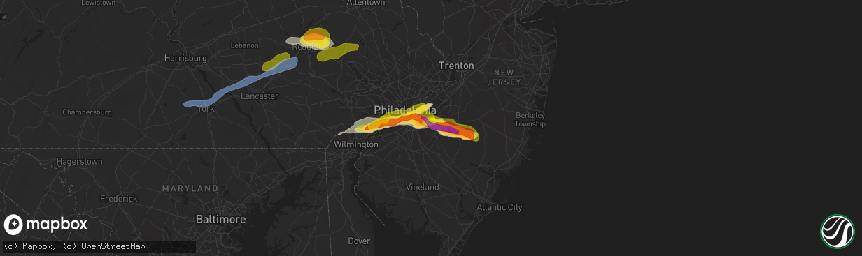 Hail map in Voorhees, NJ on May 20, 2022