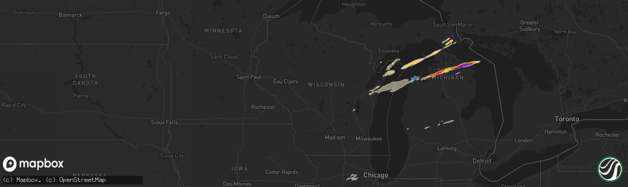 Hail map in Wisconsin on May 20, 2022