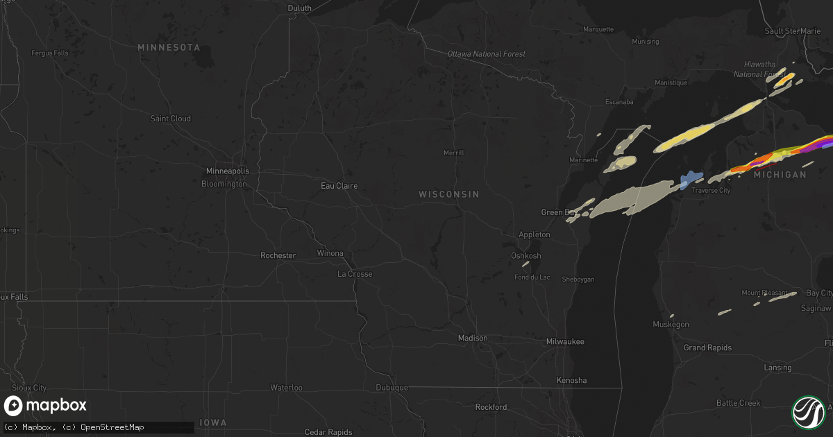 Hail map in Wisconsin on May 20, 2022