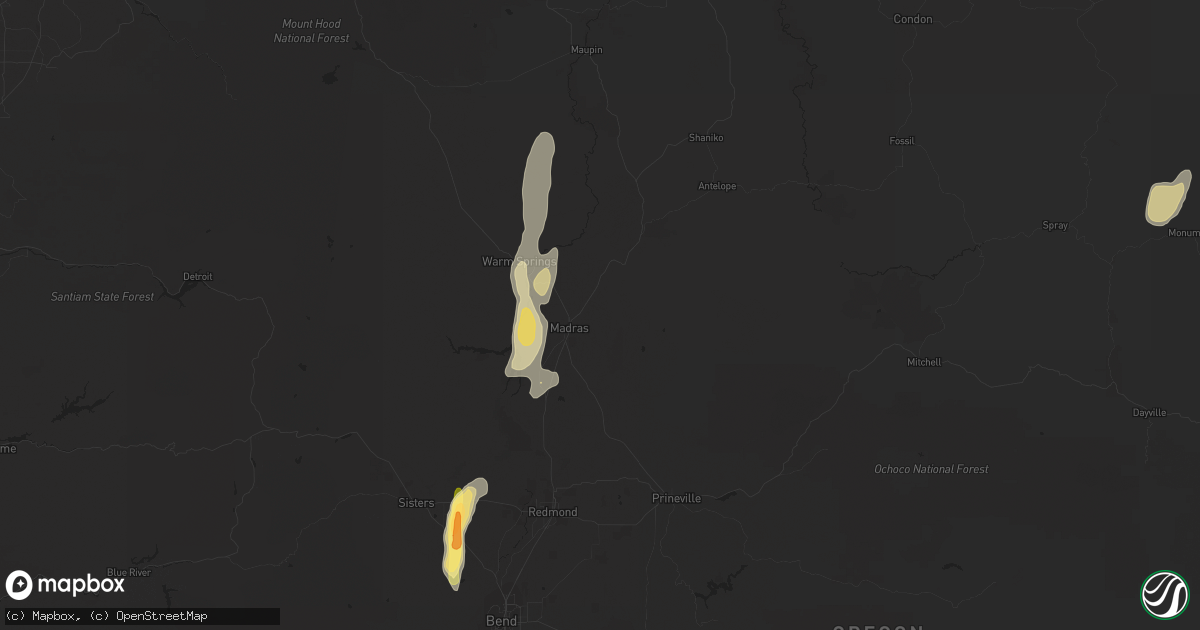 Hail map in Madras, OR on May 20, 2023