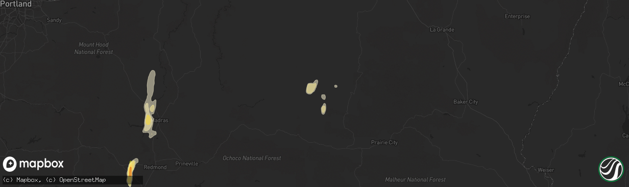 Hail map in Monument, OR on May 20, 2023