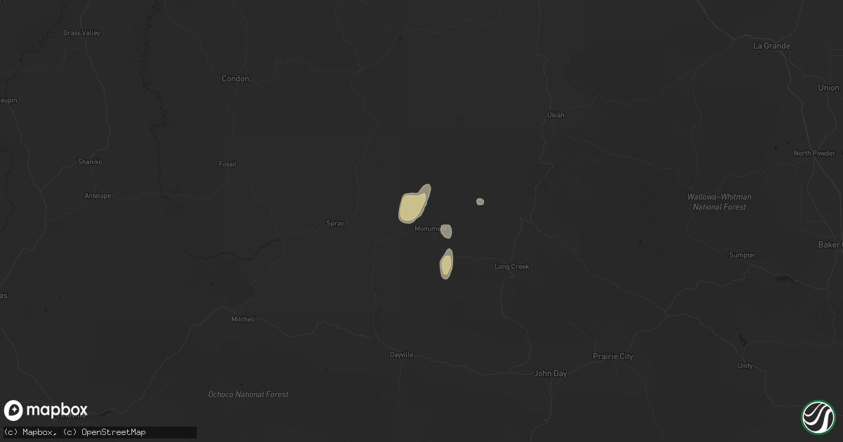 Hail map in Monument, OR on May 20, 2023