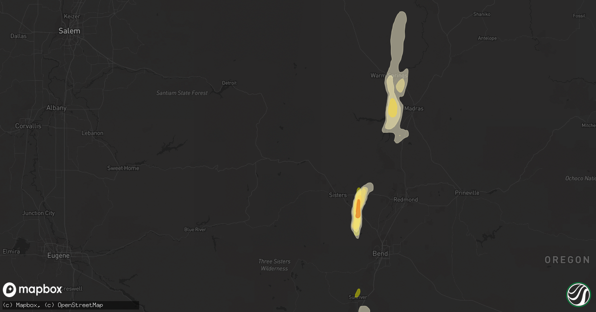 Hail map in Sisters, OR on May 20, 2023