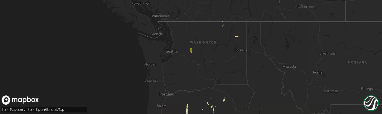 Hail map in Washington on May 20, 2023