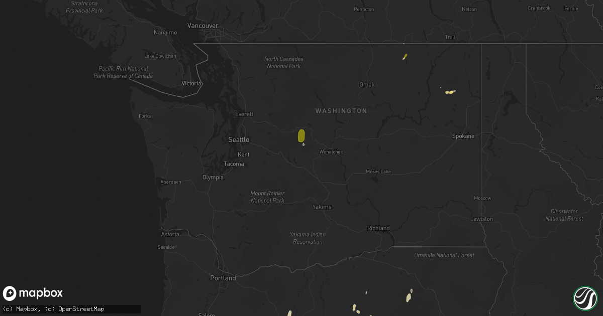 Hail map in Washington on May 20, 2023