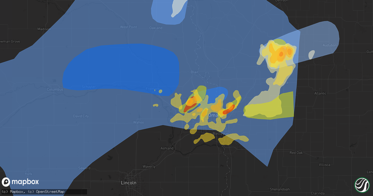 Hail map in Bennington, NE on May 20, 2024