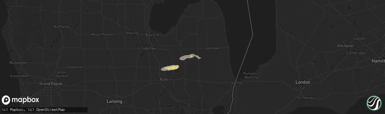 Hail map in Clifford, MI on May 20, 2024