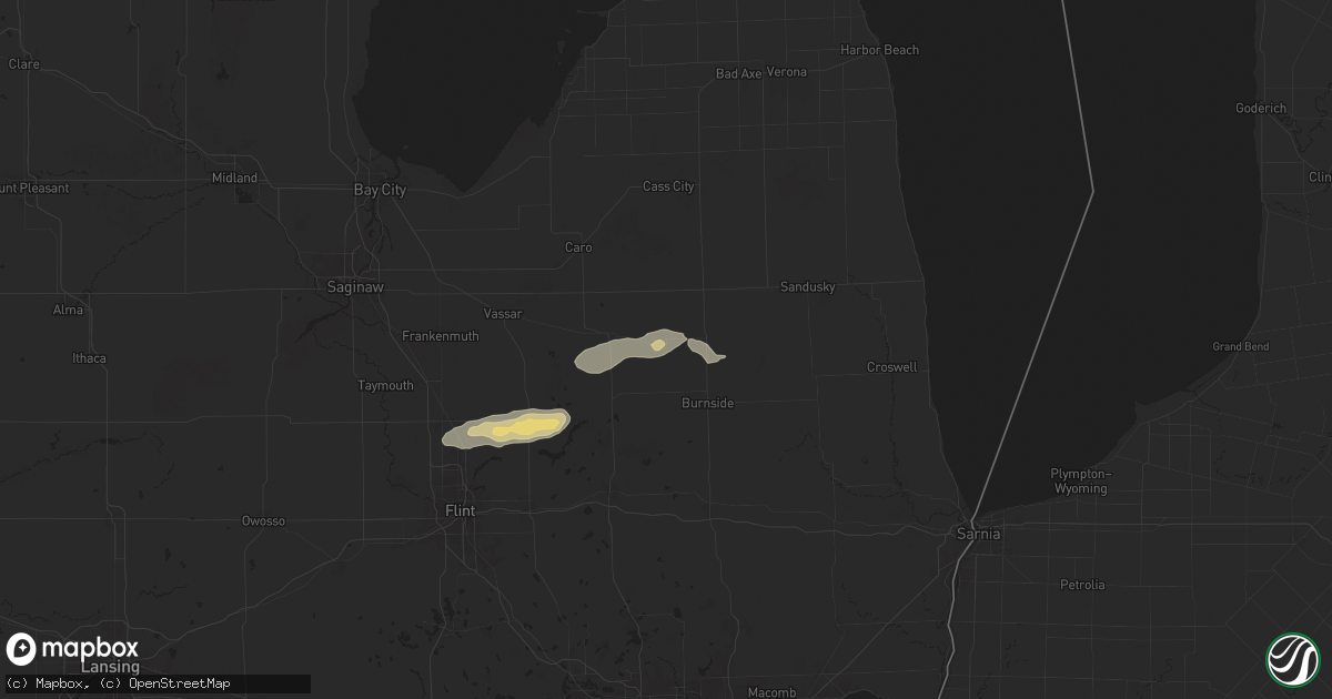 Hail map in Clifford, MI on May 20, 2024