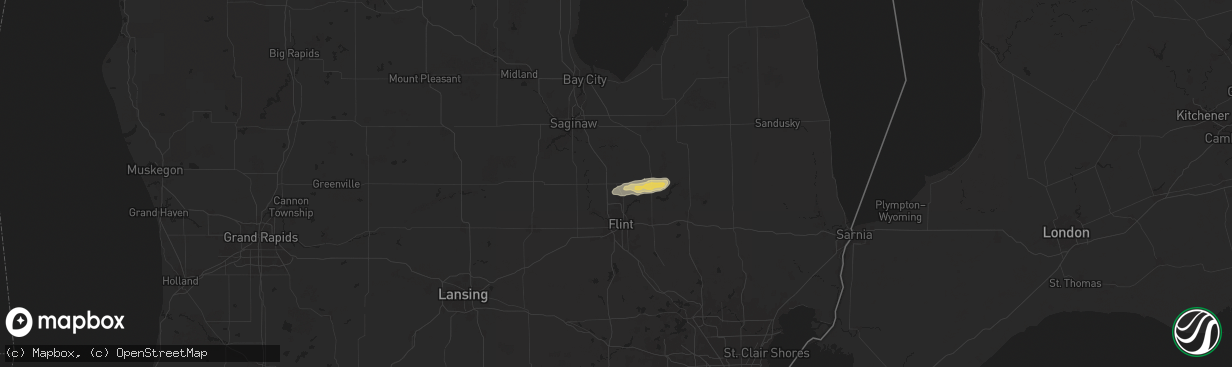 Hail map in Clio, MI on May 20, 2024