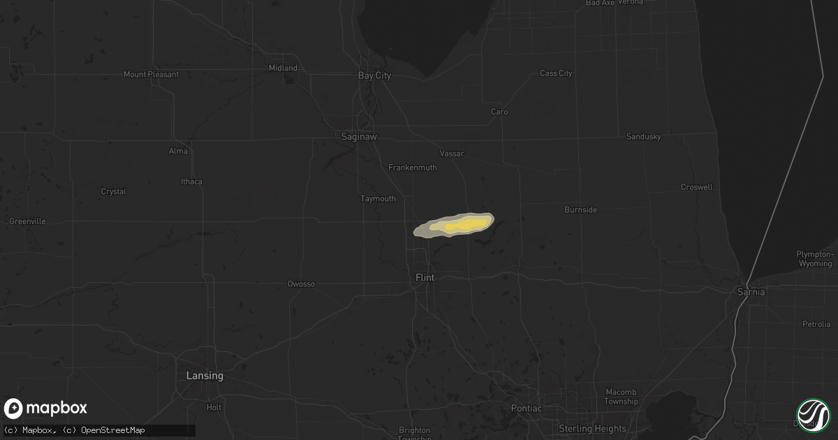 Hail map in Clio, MI on May 20, 2024