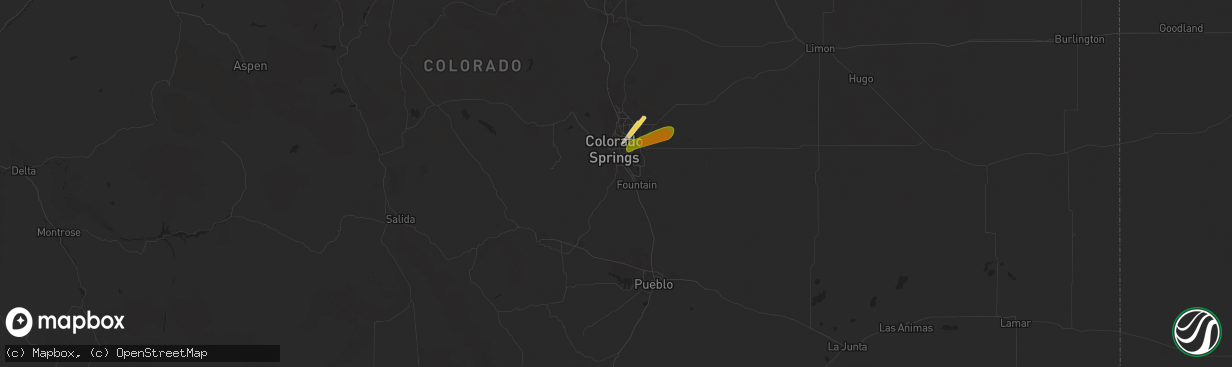 Hail map in Colorado Springs, CO on May 20, 2024