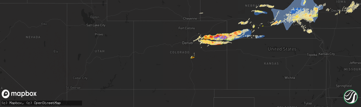Hail map in Colorado on May 20, 2024