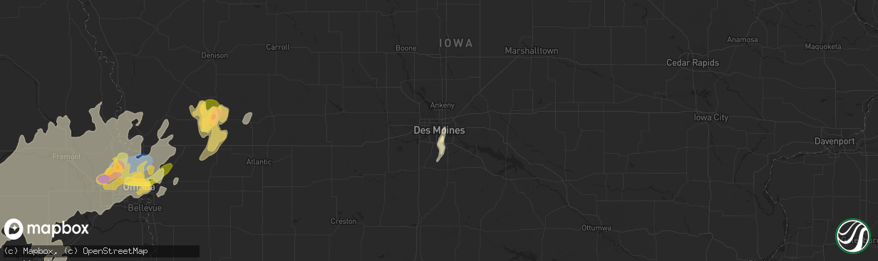 Hail map in Des Moines, IA on May 20, 2024