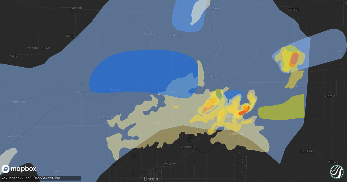 Hail map in Fremont, NE on May 20, 2024