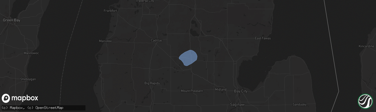 Hail map in Harrison, MI on May 20, 2024