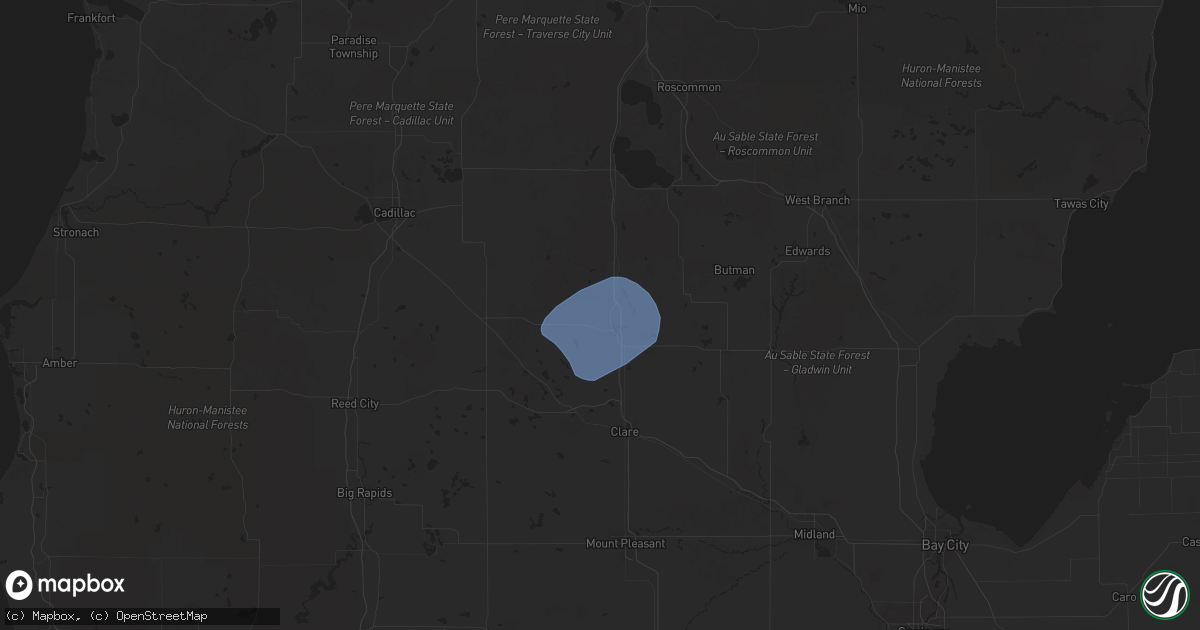 Hail map in Harrison, MI on May 20, 2024