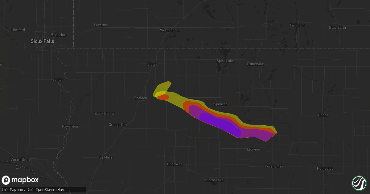 Hail map in Hartley, IA on May 20, 2024