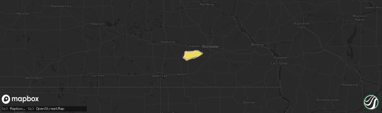 Hail map in Hayfield, MN on May 20, 2024
