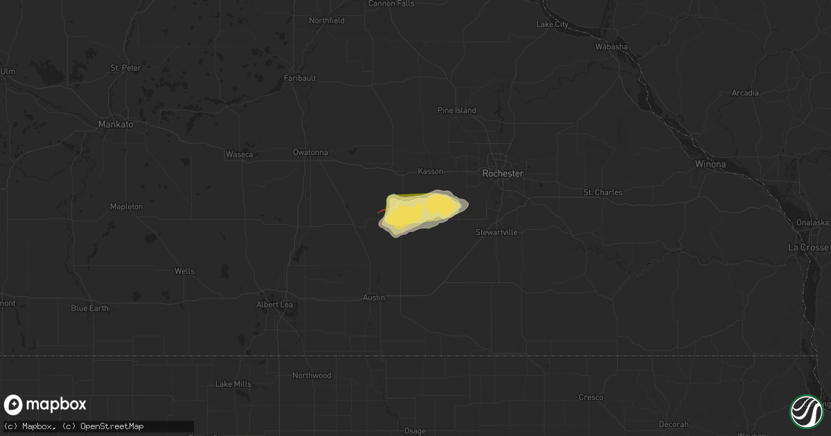 Hail map in Hayfield, MN on May 20, 2024