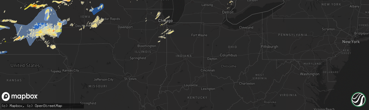 Hail map in Indiana on May 20, 2024