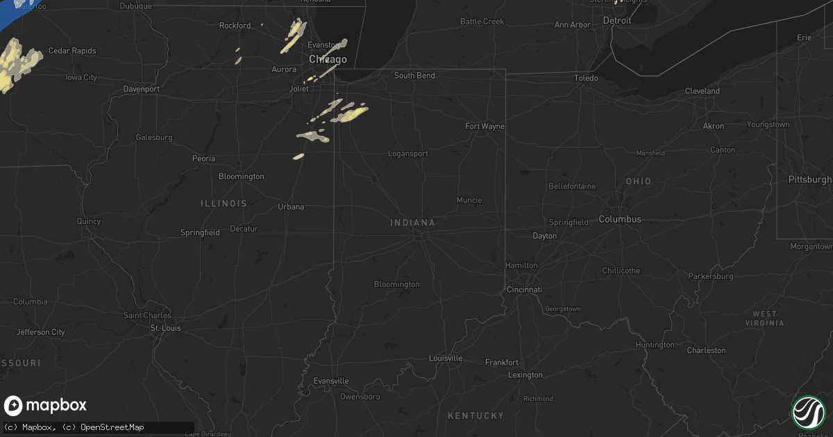 Hail map in Indiana on May 20, 2024