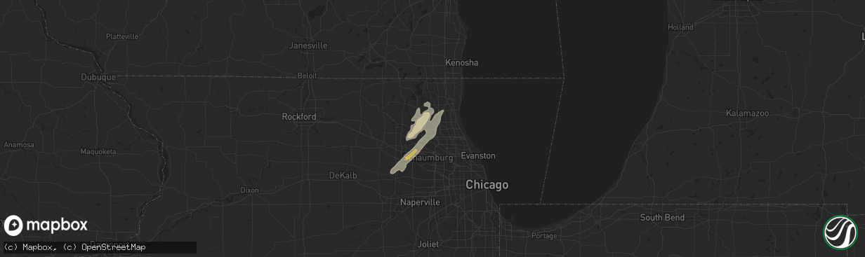 Hail map in Lake Zurich, IL on May 20, 2024