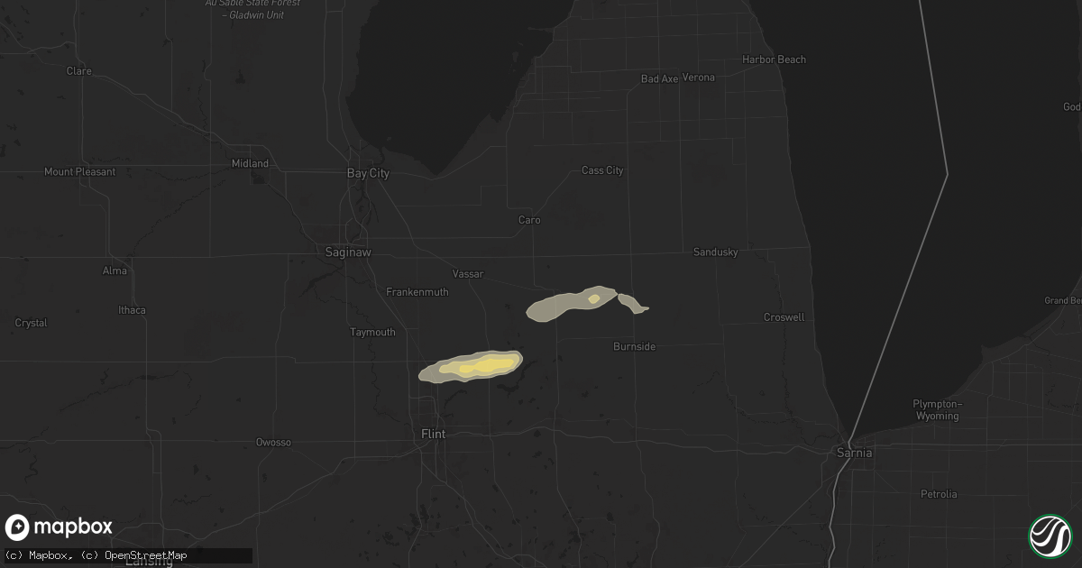 Hail map in Mayville, MI on May 20, 2024
