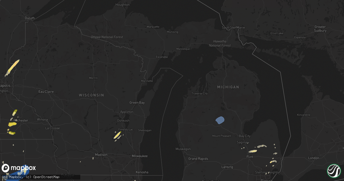 Hail map in Michigan on May 20, 2024
