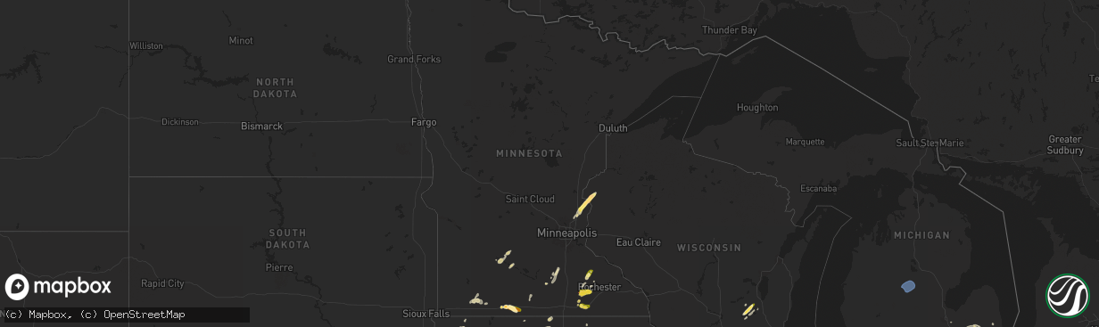 Hail map in Minnesota on May 20, 2024