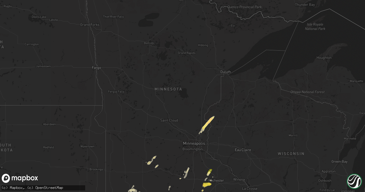 Hail map in Minnesota on May 20, 2024