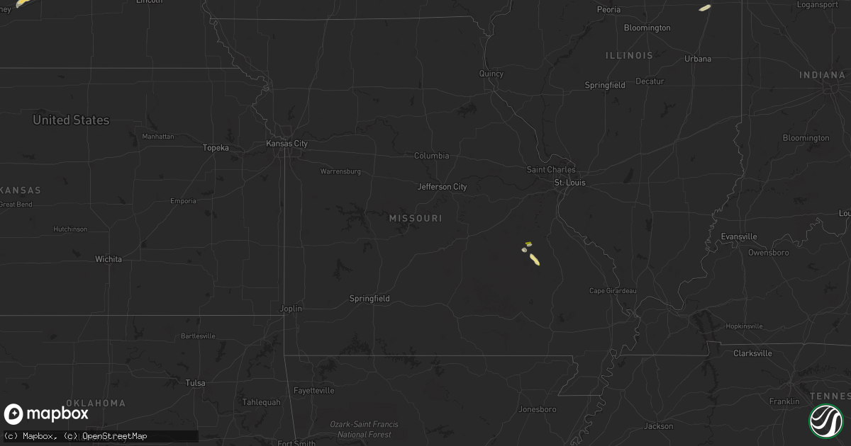 Hail map in Missouri on May 20, 2024