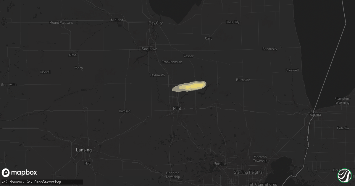 Hail map in Mount Morris, MI on May 20, 2024