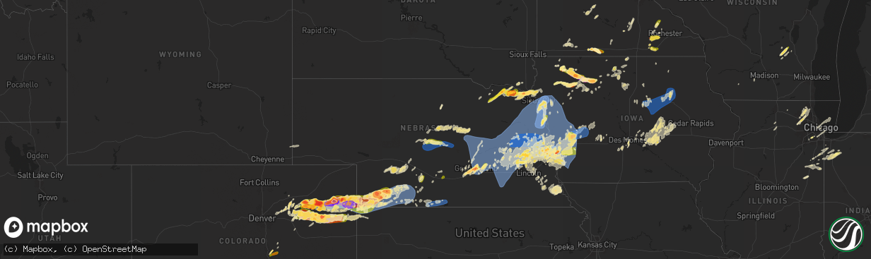 Hail map in Nebraska on May 20, 2024