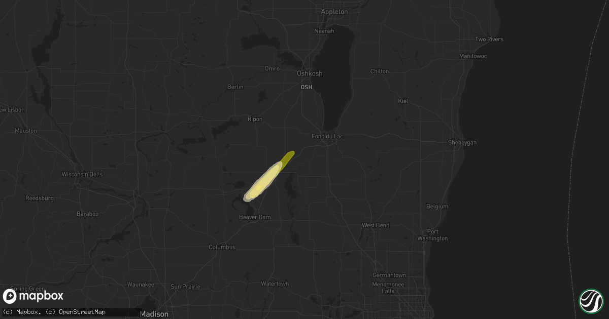 Hail map in Oakfield, WI on May 20, 2024