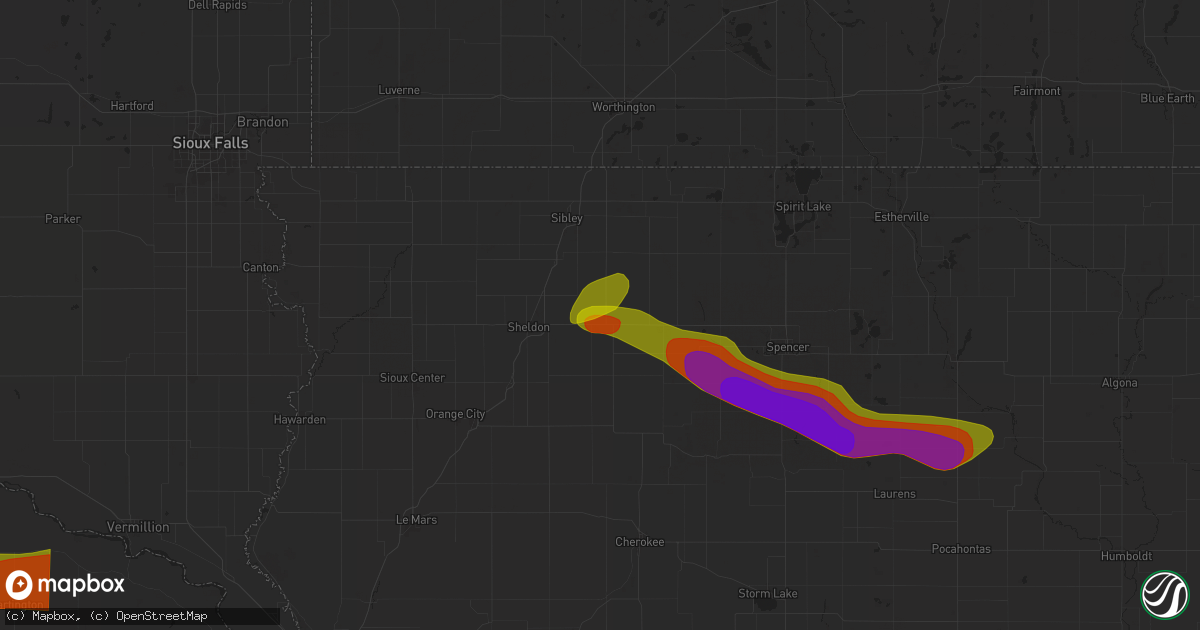 Hail map in Sanborn, IA on May 20, 2024