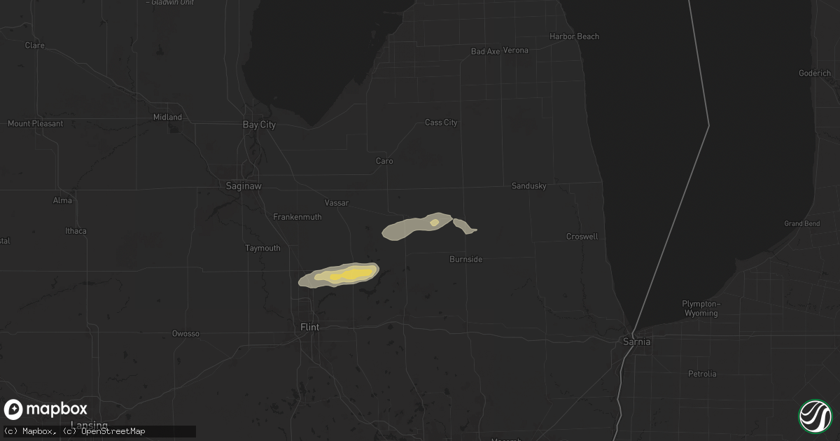 Hail map in Silverwood, MI on May 20, 2024