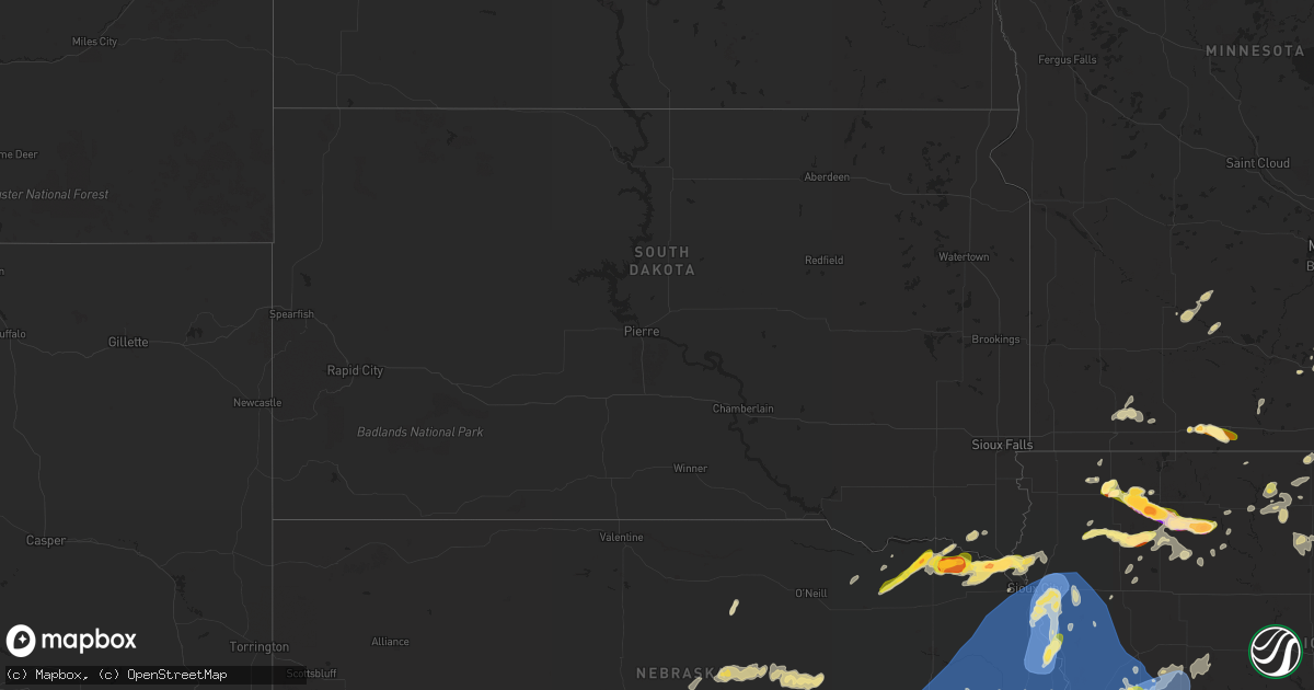 Hail map in South Dakota on May 20, 2024