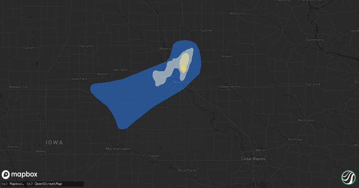 Hail map in Waterloo, IA on May 20, 2024