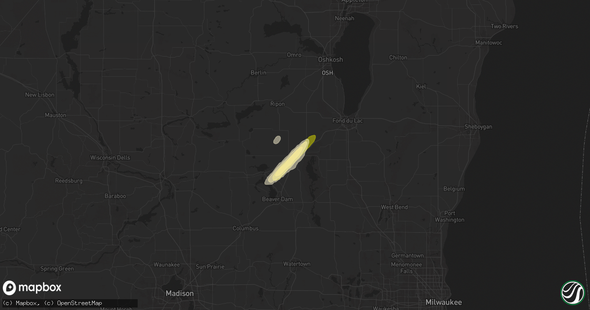Hail map in Waupun, WI on May 20, 2024