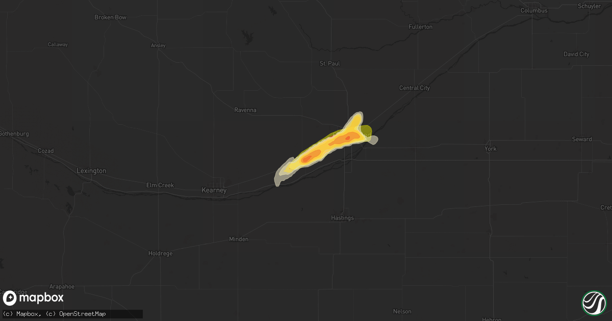 Hail map in Wood River, NE on May 20, 2024