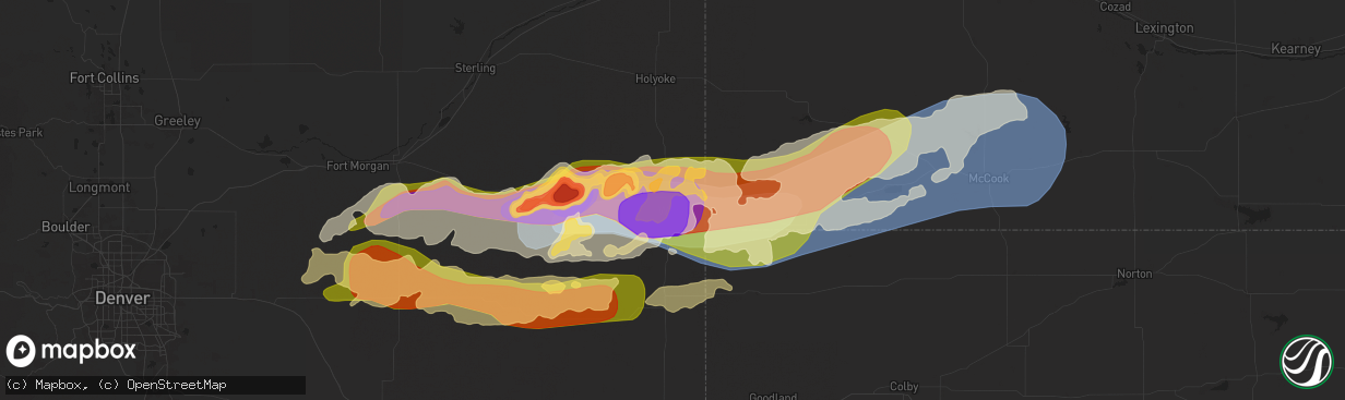 Hail map in Wray, CO on May 20, 2024