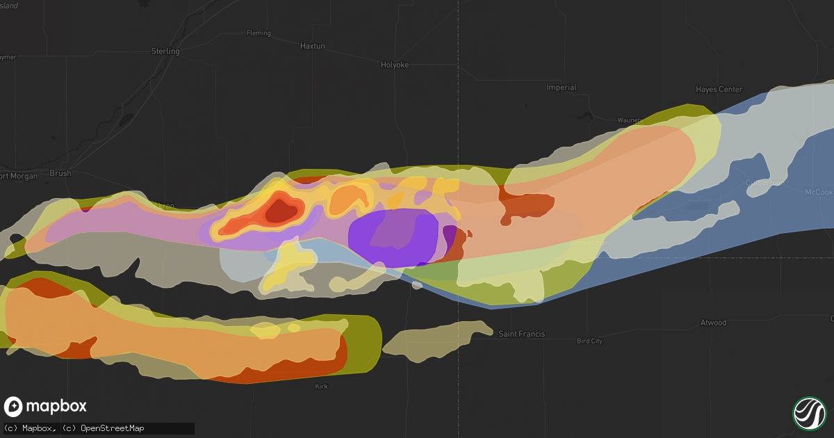 Hail map in Wray, CO on May 20, 2024