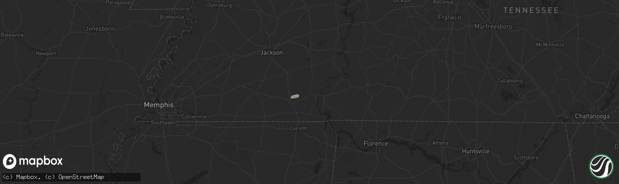 Hail map in Adamsville, TN on May 20, 2025