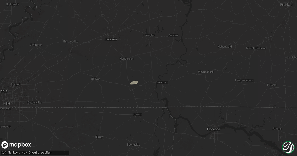 Hail map in Adamsville, TN on May 20, 2025
