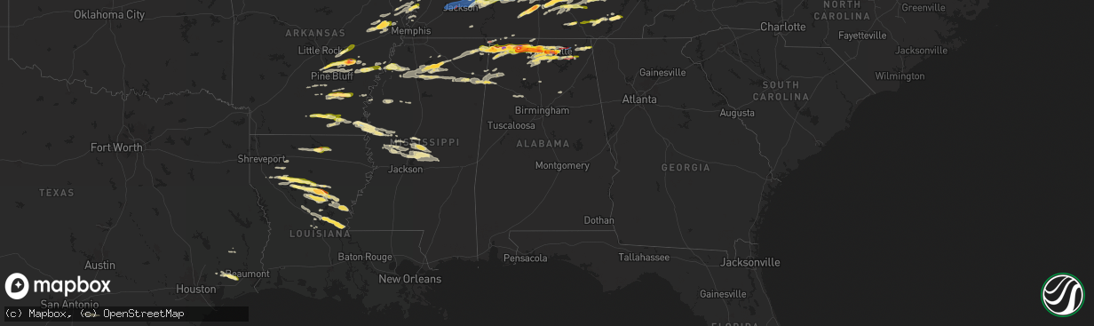 Hail map in Alabama on May 20, 2025
